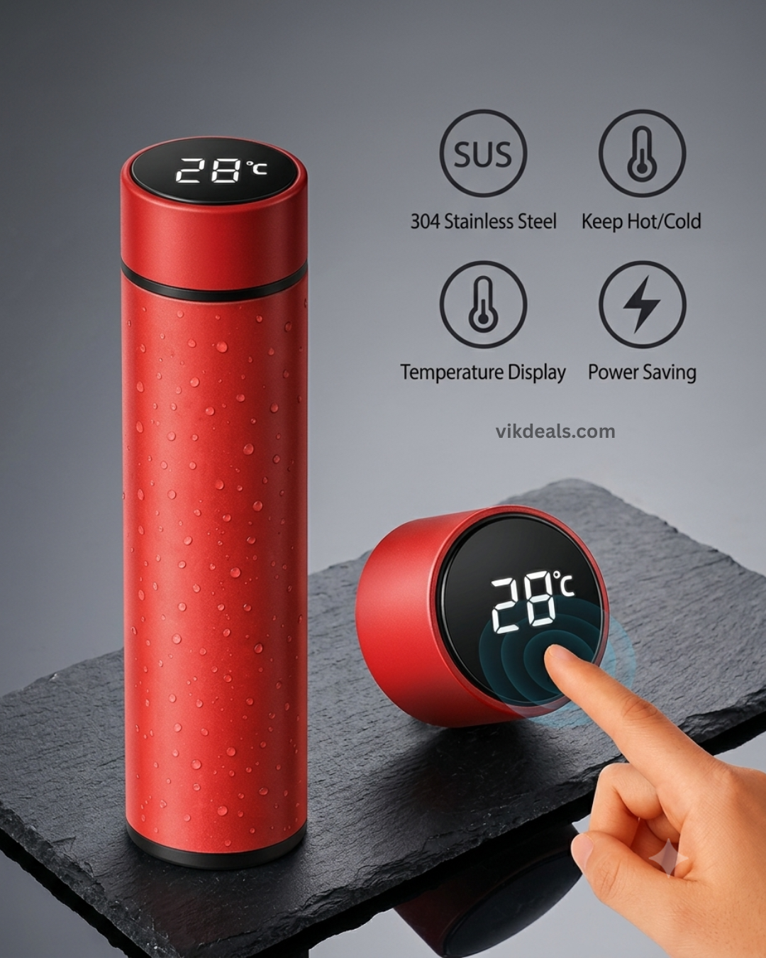 Smart LED Temperature Display Stainless Steel Water Bottle 500 ML