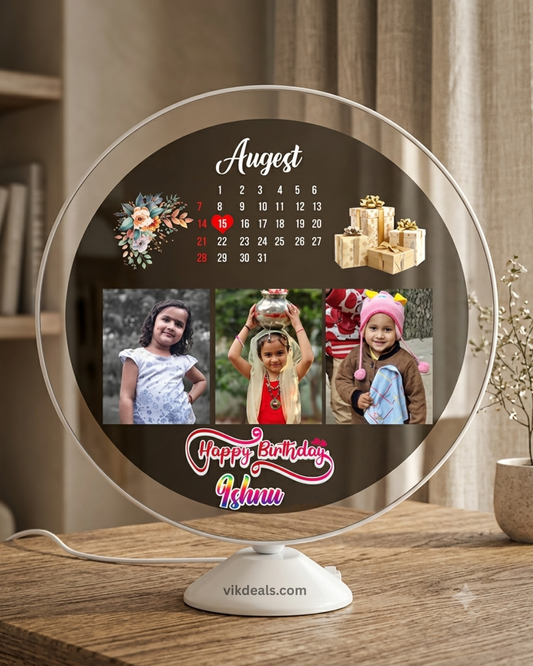 Magic Mirror Photo Frame With Light Photos with calender.