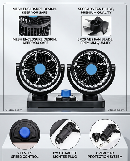 360 Degree Rotatable Dual Car Fan