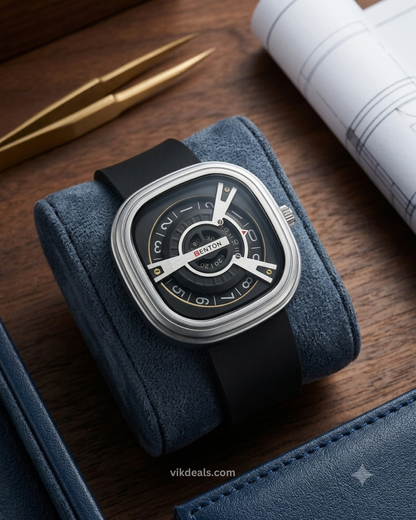 Trendy Squer Leather Belt Analog Watch - For Men