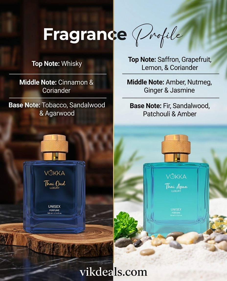VOKKA Thai Oud & Thai Aqua (100 ml) Perfume.