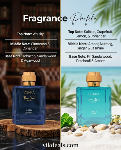 VOKKA Thai Oud & Thai Aqua (100 ml) Perfume.