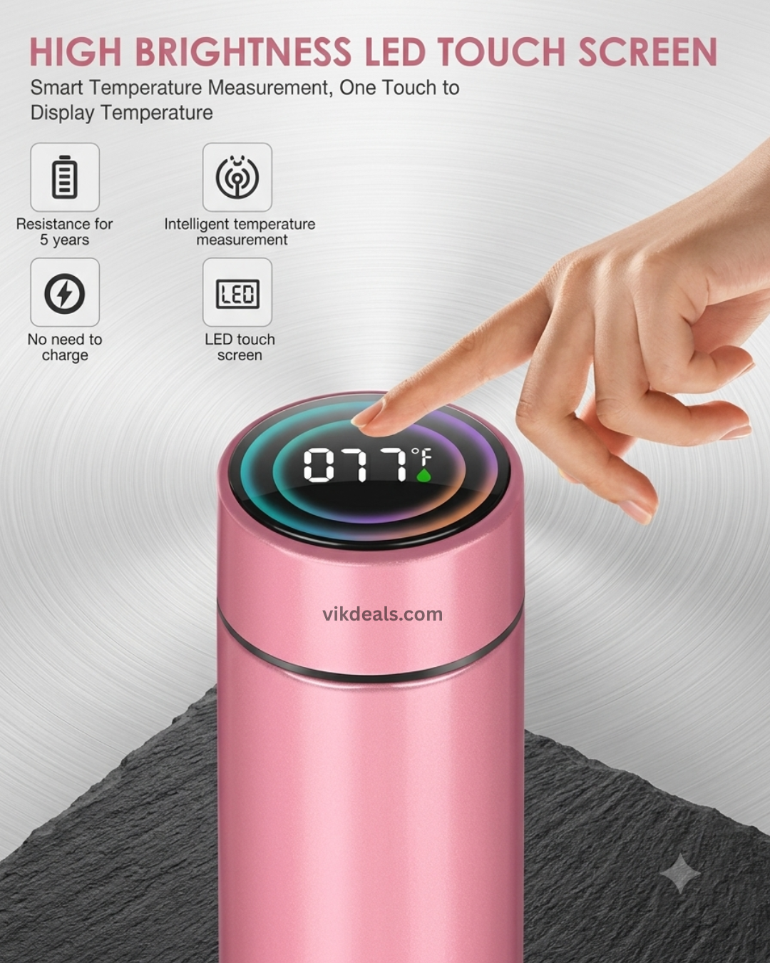 Smart LED Temperature Display Stainless Steel Water Bottle 500 ML