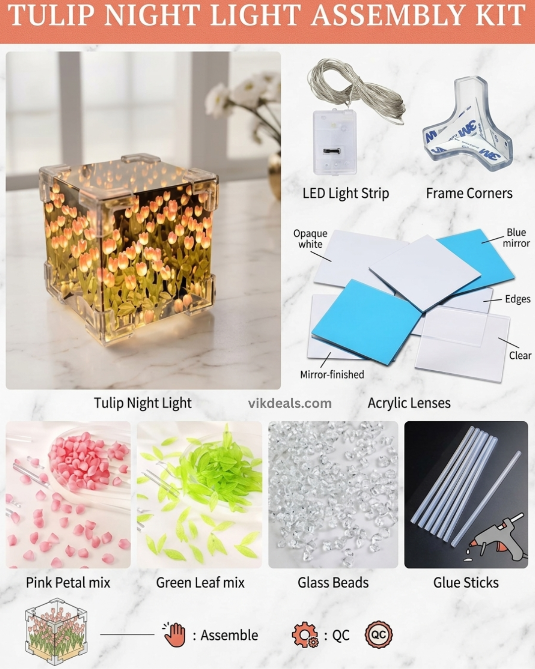 Wishpitara Tulip Cube Mirror Lamp
