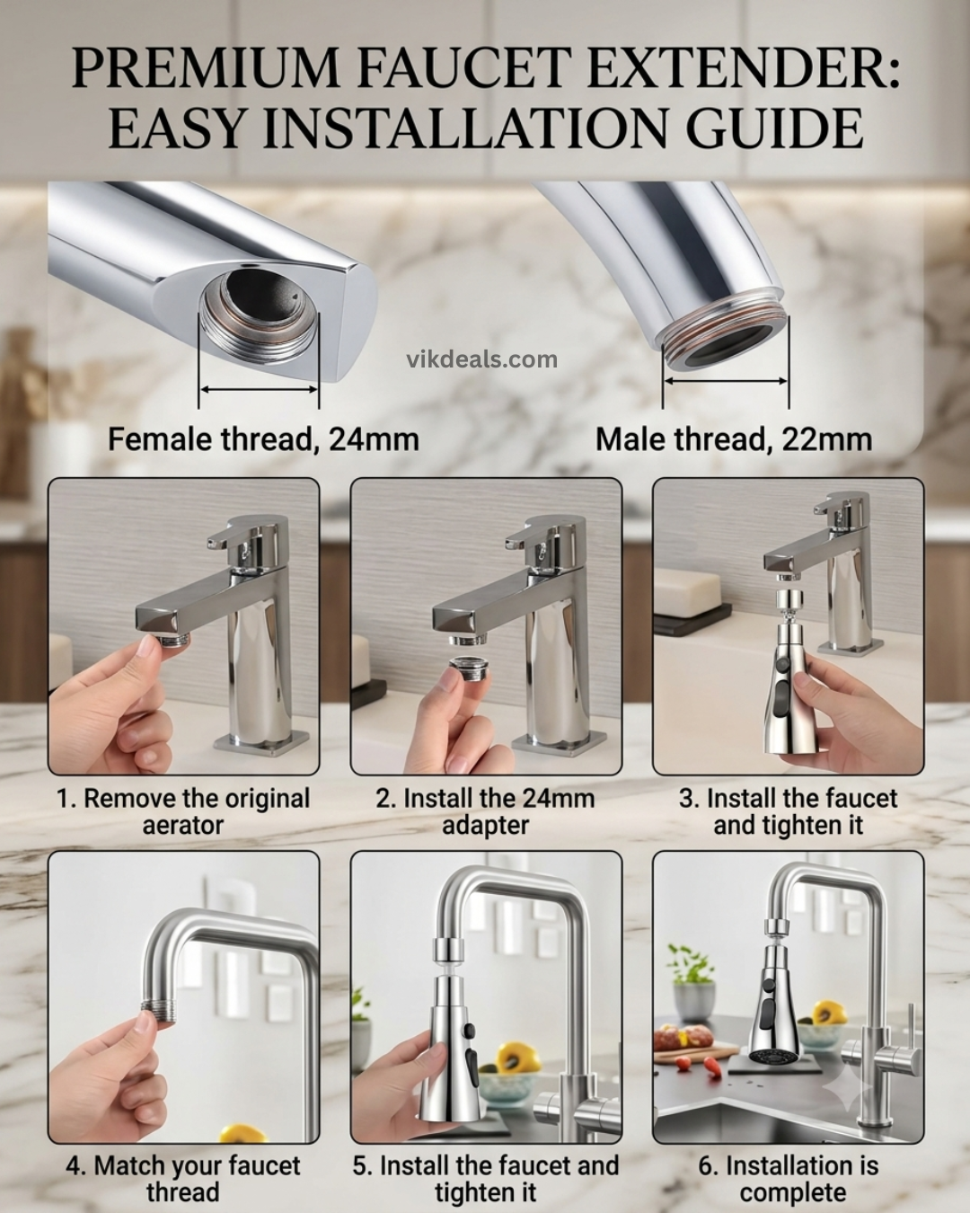 360 Degree Movable Faucet Aerator (3 Mode Jet X-CROSS Eco-Mist)
