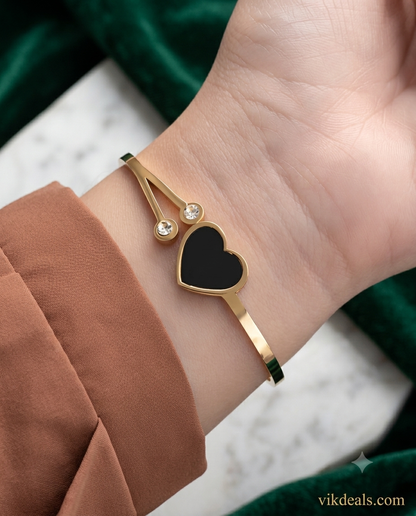 Women's Rose Gold Watch and Heart Bracelet Set..