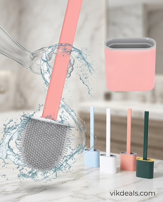 Silicone Toilet Brush with Slim Holder