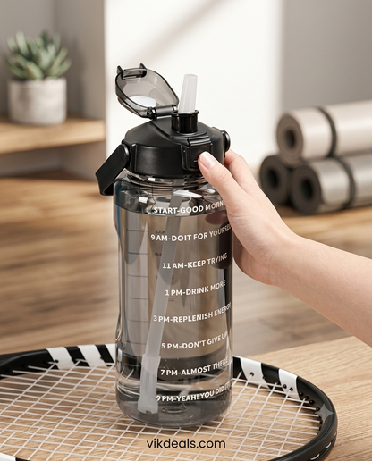 Large Motivational Water Bottle with Time Marker