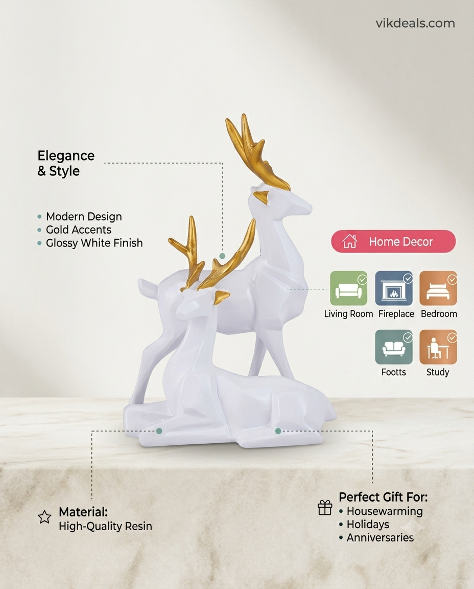 Deer Showpiece Set for Home Decoration