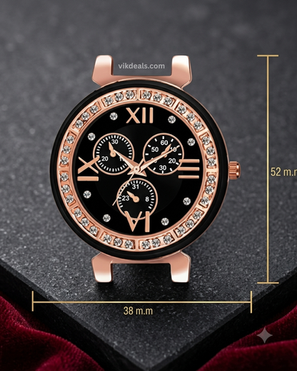 Analog Tatan with White & Black mina round dial watch for womens or girls.