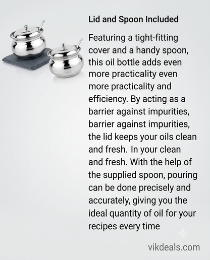 STEEL GHEE POT & Oil Container with Lid and Spoon