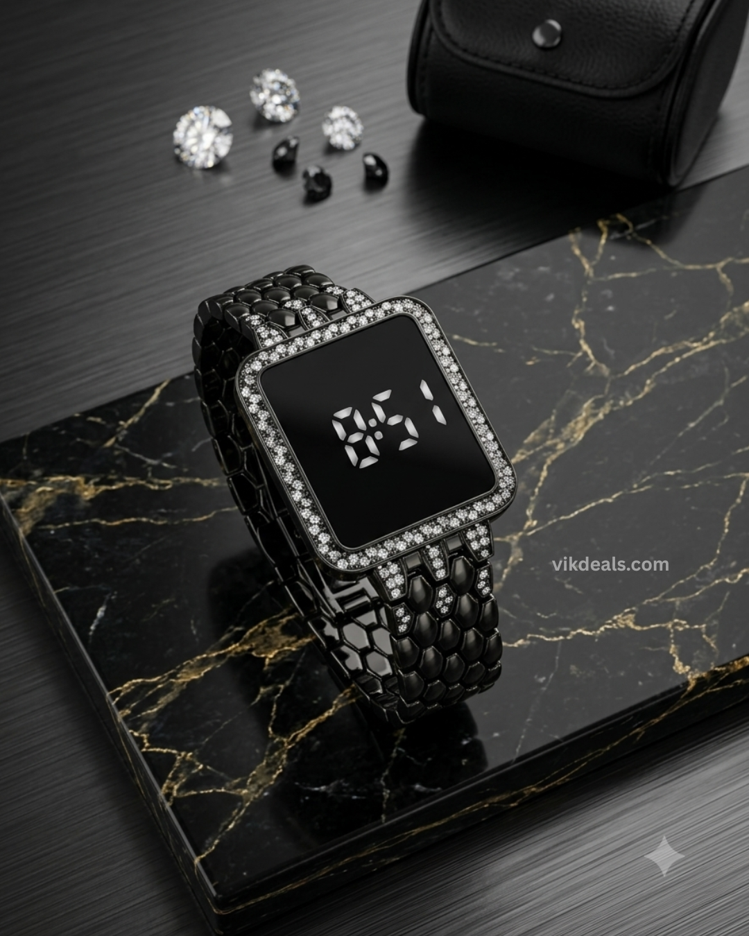 Square Diamond Bracelet Digital watch